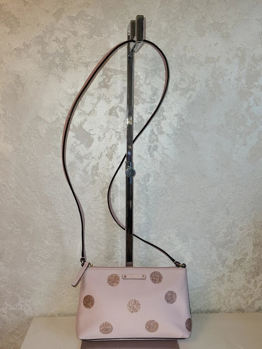 kate spade Blush Pink Crossbody with Glitter Polka Dots